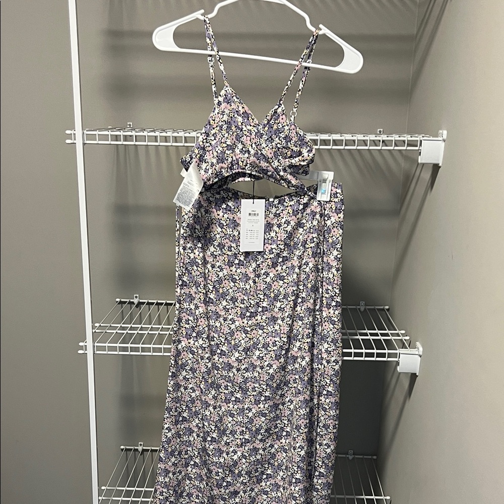 Only Floral Maxi Dress - Purple and White 2 Piece Size S